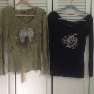 Guess Tops - 2 long sleeve tees with stones size S & Xs Guess Tops - 2 long sleeve tees with stones size S & Xs